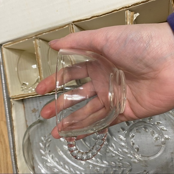 Vintage Hospitality Snack Set Clear Glass Federal Glass Company Set of 4 - Picture 4 of 5